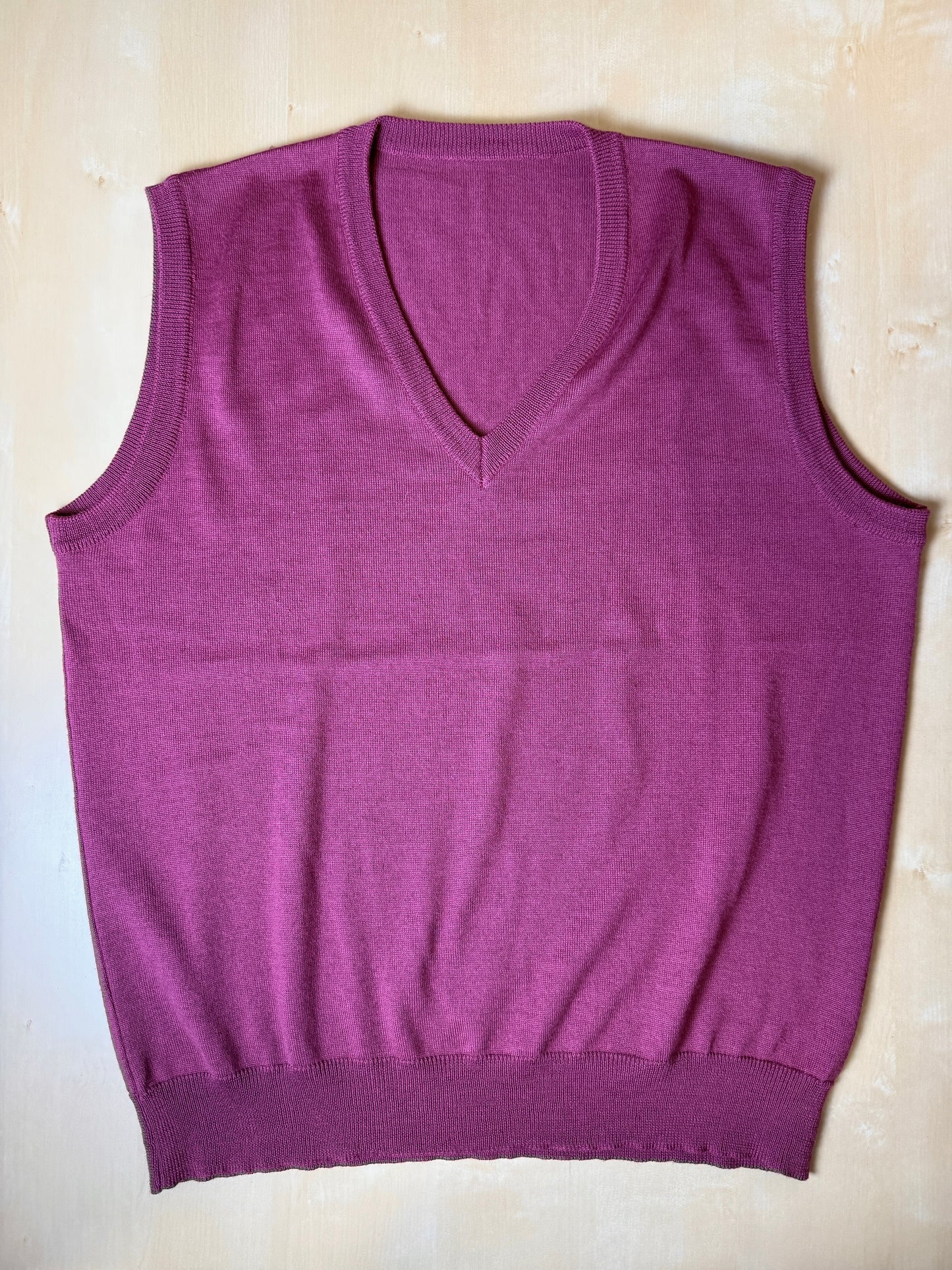 Gilet in pura lana merino rosa fucsia - M/L