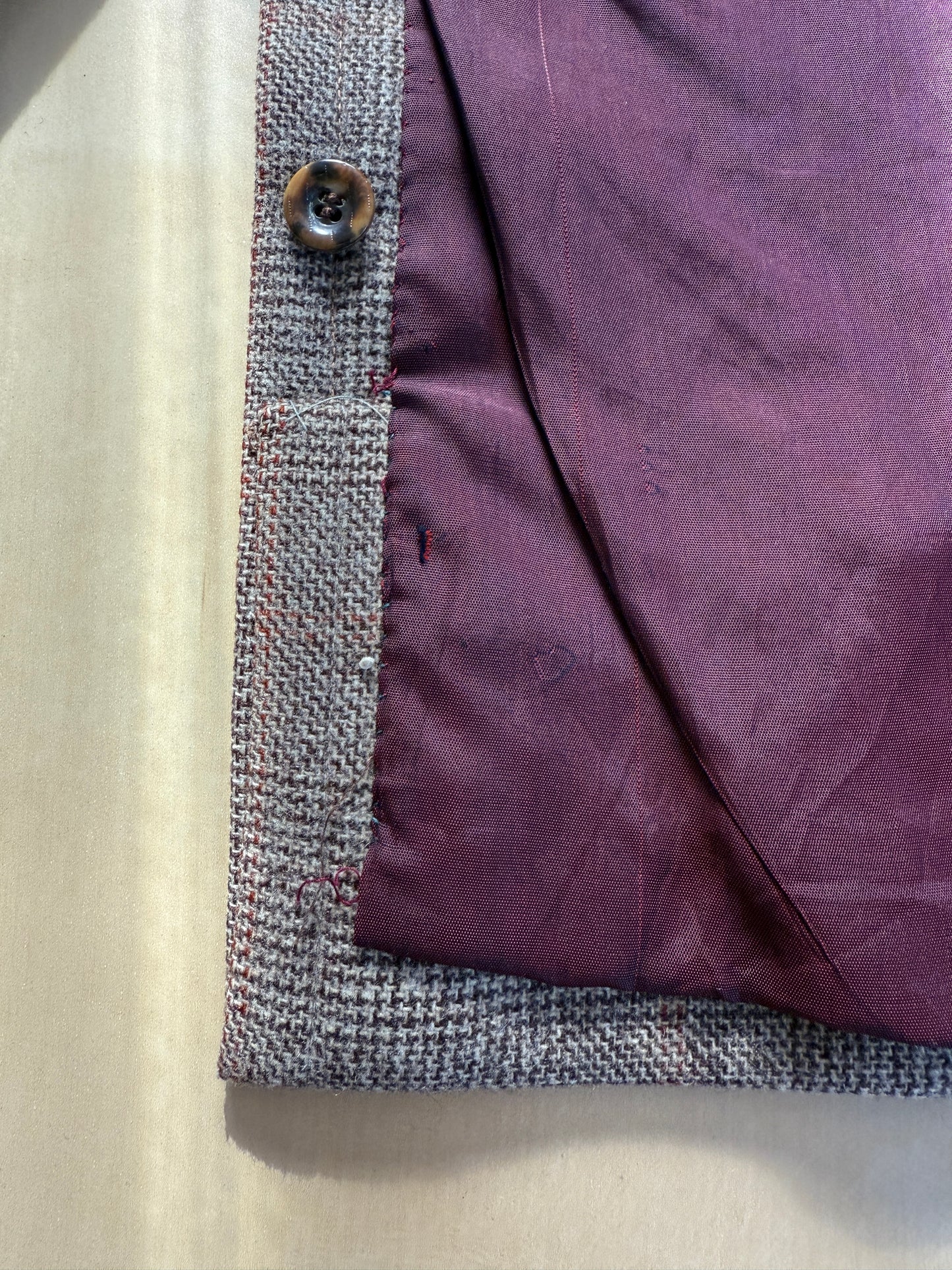 Cappotto doppiopetto sartoriale anni ‘50/‘60 glen check tabacco - tg. 44-46