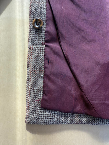 Cappotto doppiopetto sartoriale anni ‘50/‘60 glen check tabacco - tg. 44-46