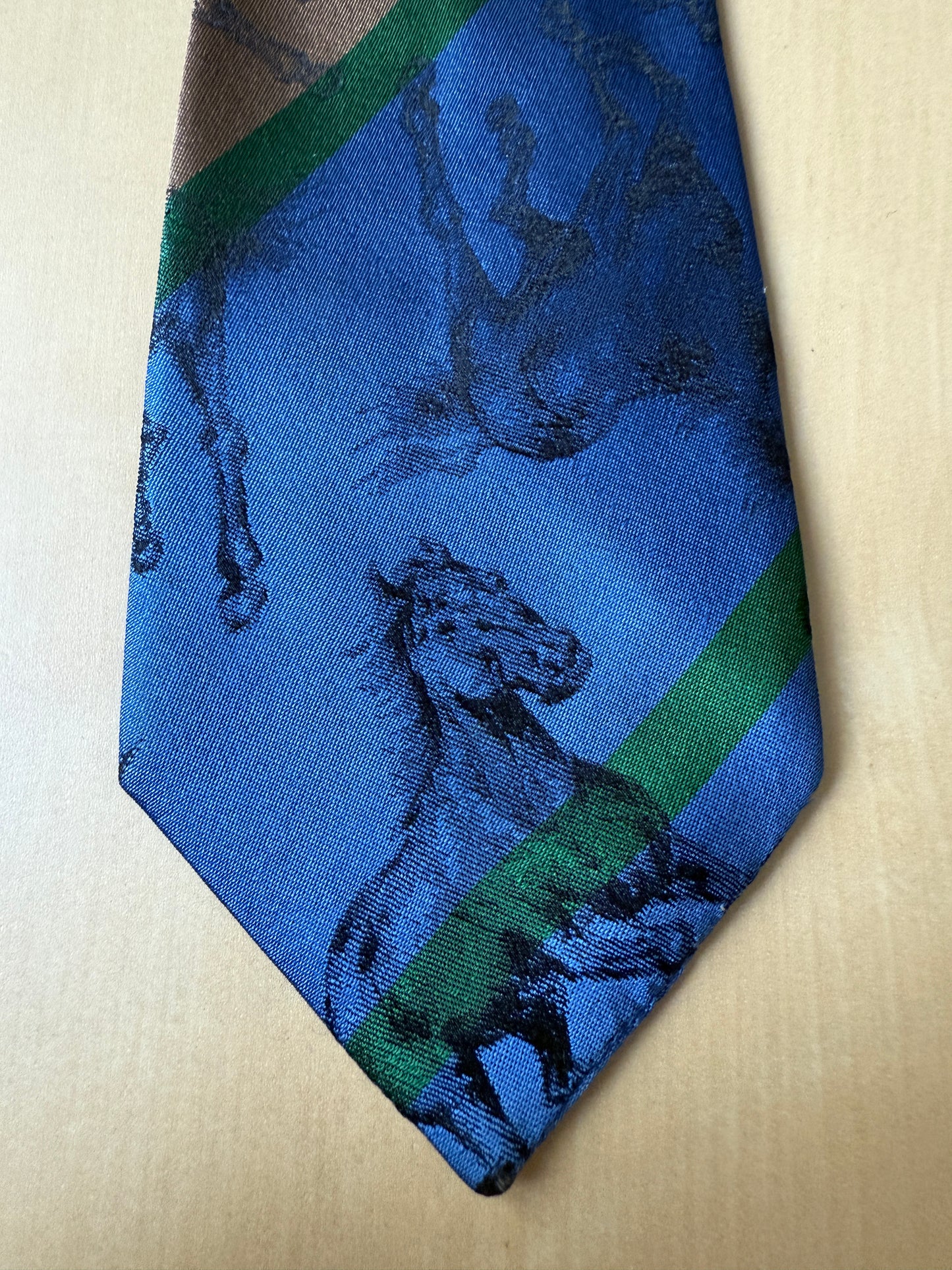 Cravatta vintage con cavalli neri jacquard