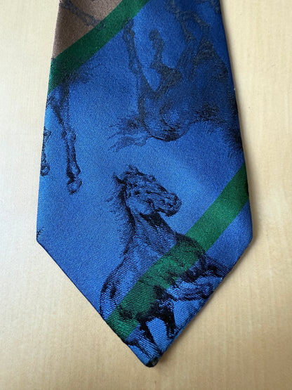 Cravatta vintage con cavalli neri jacquard