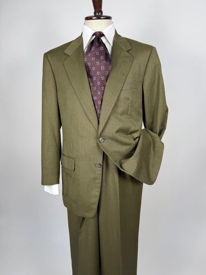 Completo anni ‘80 verde oliva lana pettinata E. Zegna - tg. 48/50