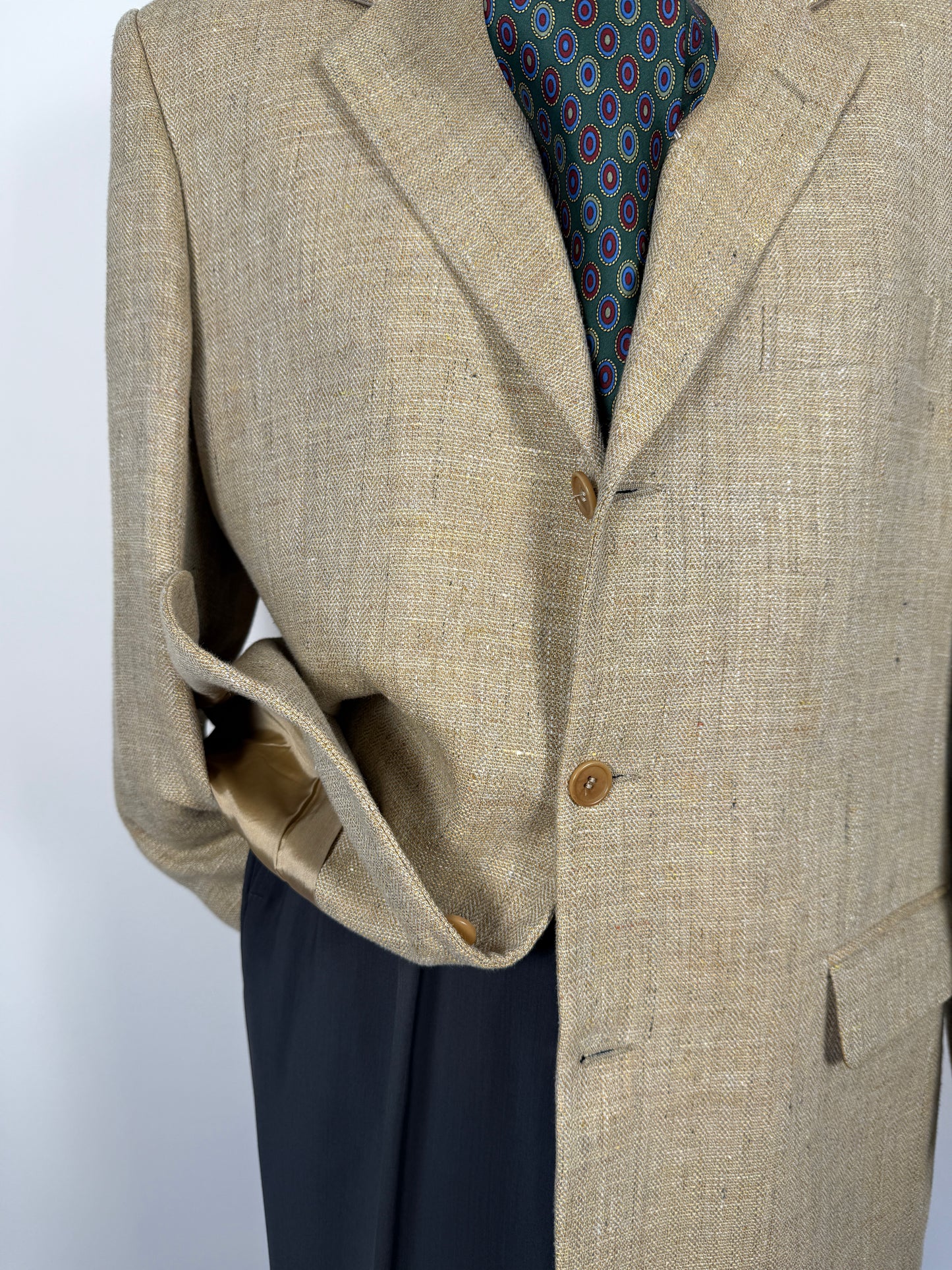 Giacca anni ‘90 in tela misto lino, lana e mohair - tg. 52/54