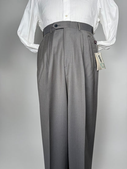 Pantaloni anni '80 NOS fresco lana grigio-verde (4 pinces!) - tg. 44/46