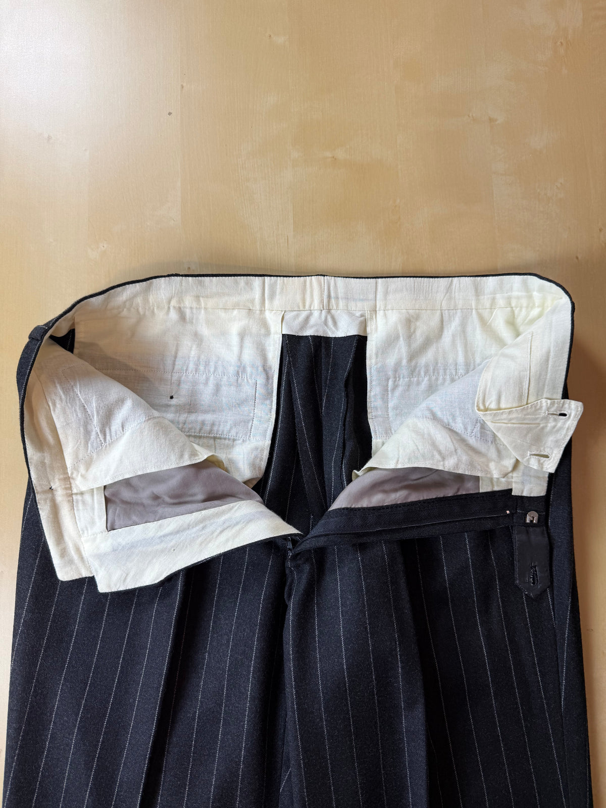 Completo gessato sartoriale in flanella lana e cashmere tessuto Loro Piana - tg. 50