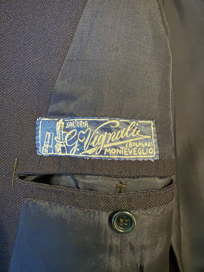 Completo doppiopetto sartoriale anni ‘40/‘50 blu spinato - tg. 46/48