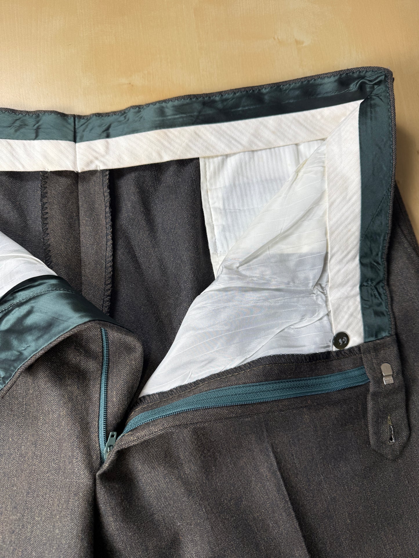Pantaloni flanella marrone spigato - tg. 56/58