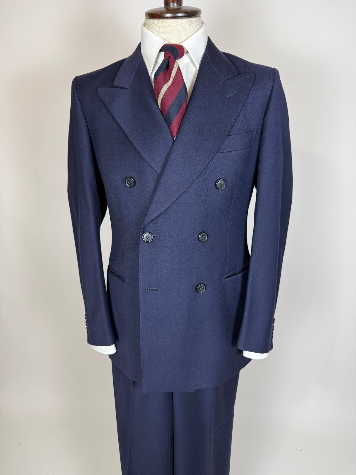 Completo doppiopetto anni '70 flanella blu - tg. 46