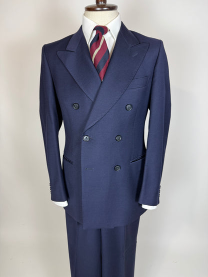 Completo doppiopetto anni '70 flanella blu - tg. 46