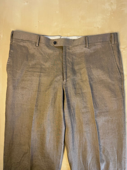 Pantaloni in lino marrone tabacco anni '90 (NOS) - tg. 56