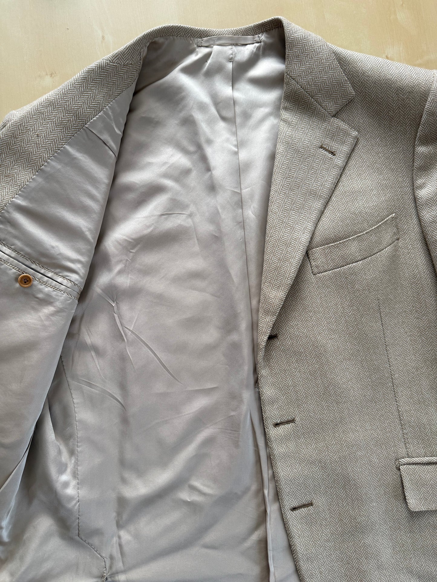 Giacca sartoriale herringbone lana e cashmere beige - tg. 54/56