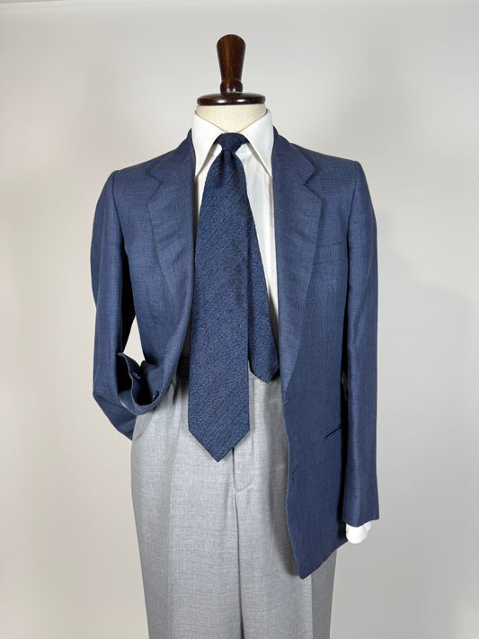 Giacca anni '70 in lino blu - tg. 44