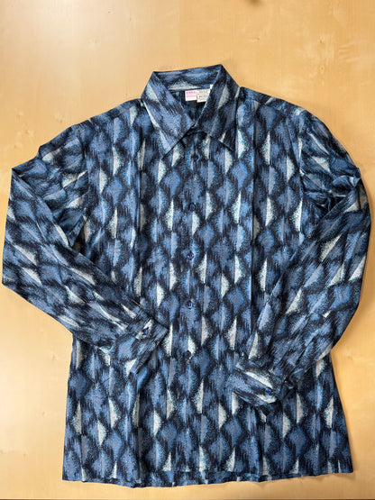 Camicia anni '70 optical in pura seta - S collo 40