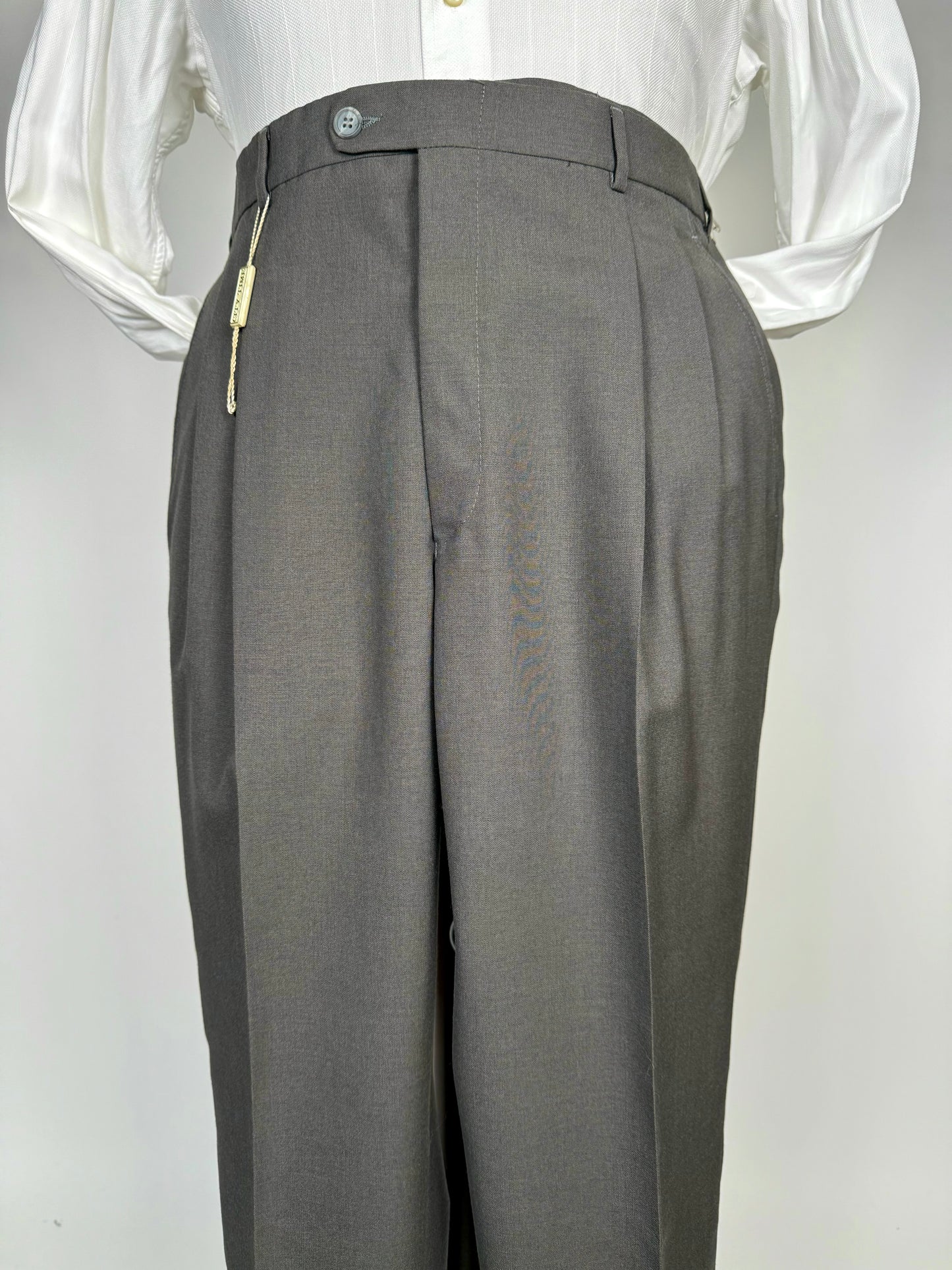 Pantaloni fresco lana grigio petrolio anni '80 (NOS) - tg. 52