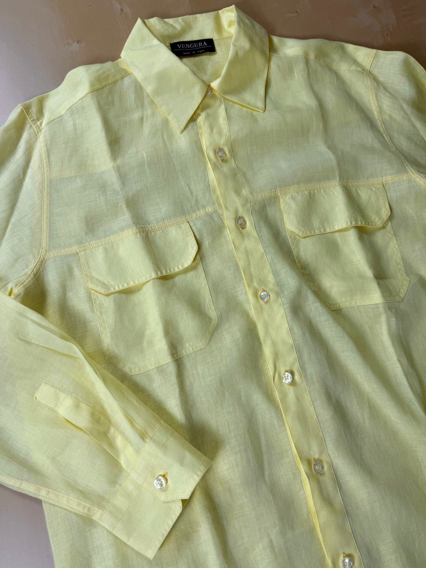 Camicia in lino giallo lime - L/XL collo 43