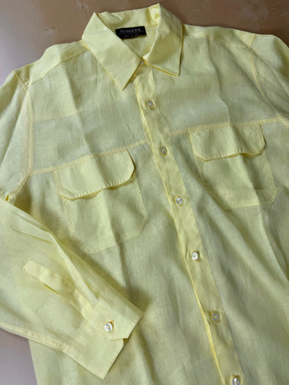 Camicia in lino giallo lime - L/XL collo 43