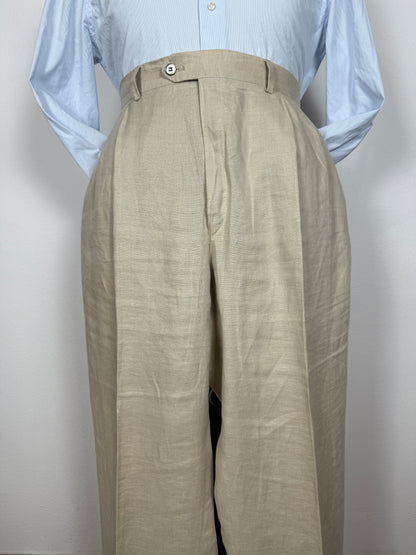 Completo anni ‘80 in puro lino beige chiaro - tg. 56