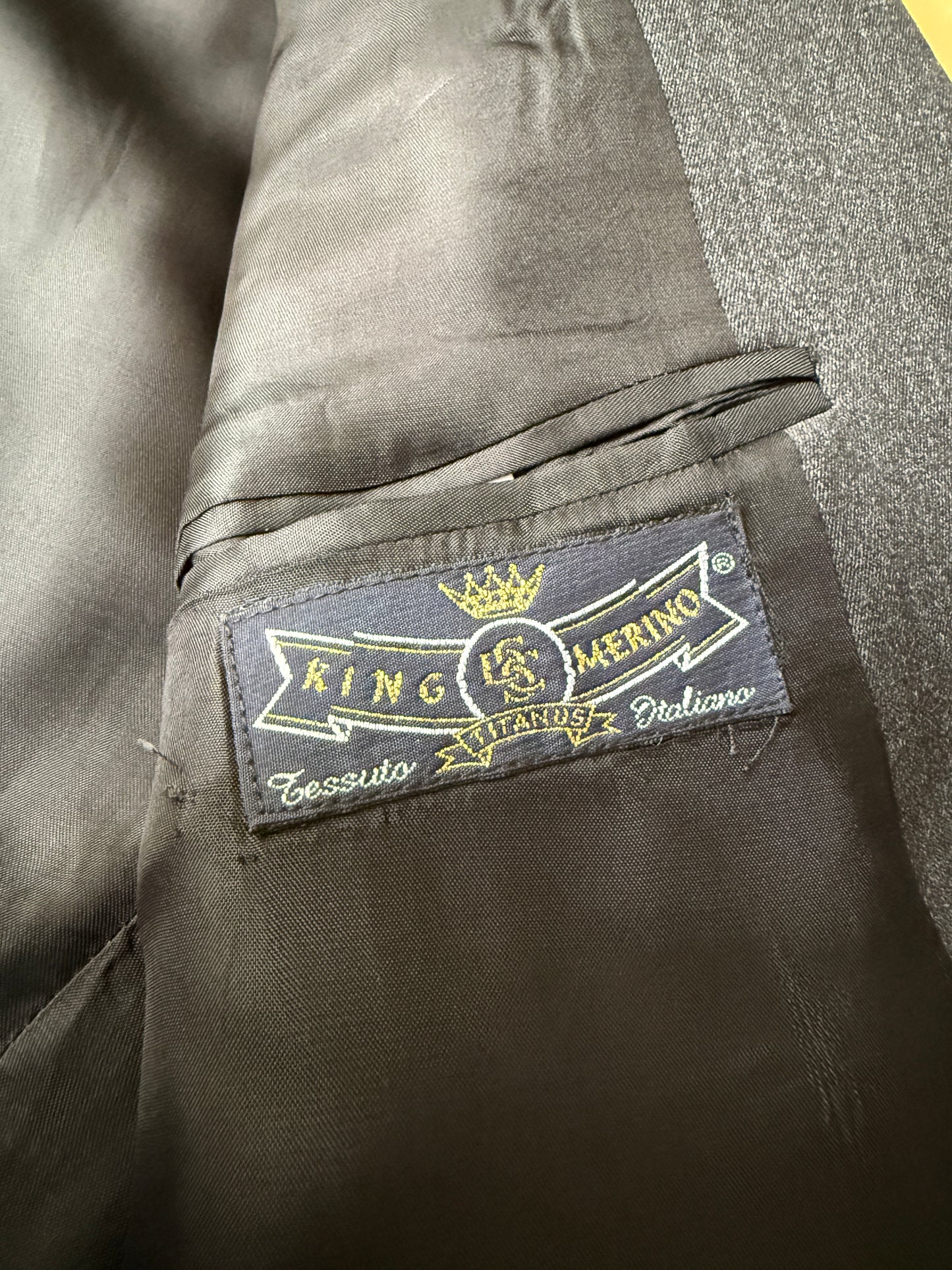 Completo 3 pezzi anni '90 in flanella grigio antracite - tg. 46/48