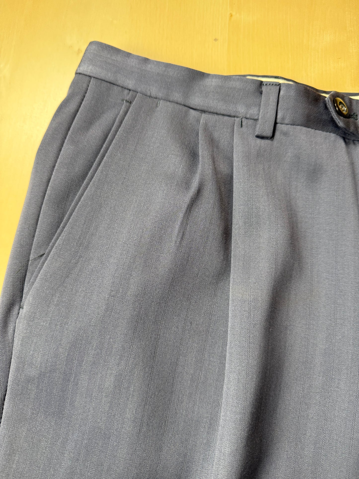 Pantaloni anni ‘80 lana pettinata trama spigata - tg. 52