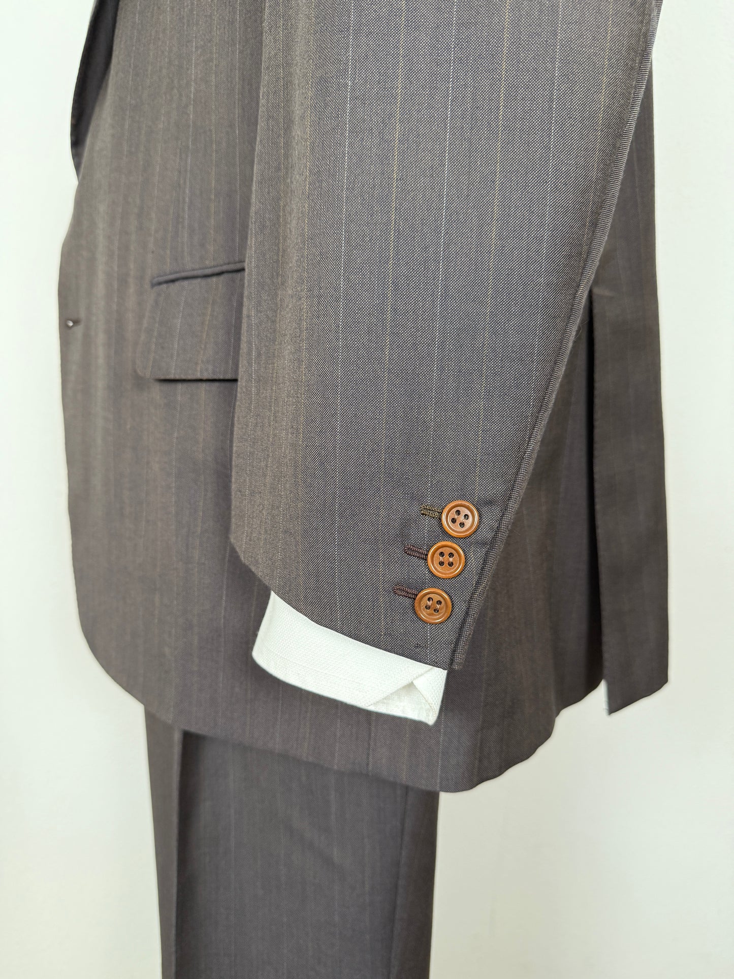 Completo Belvest anni '80 marrone gessato - tg. 56/58