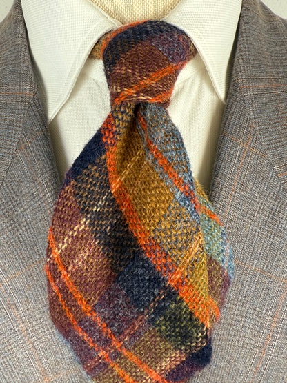 Cravatta anni ‘60 in lana tartan multicolore