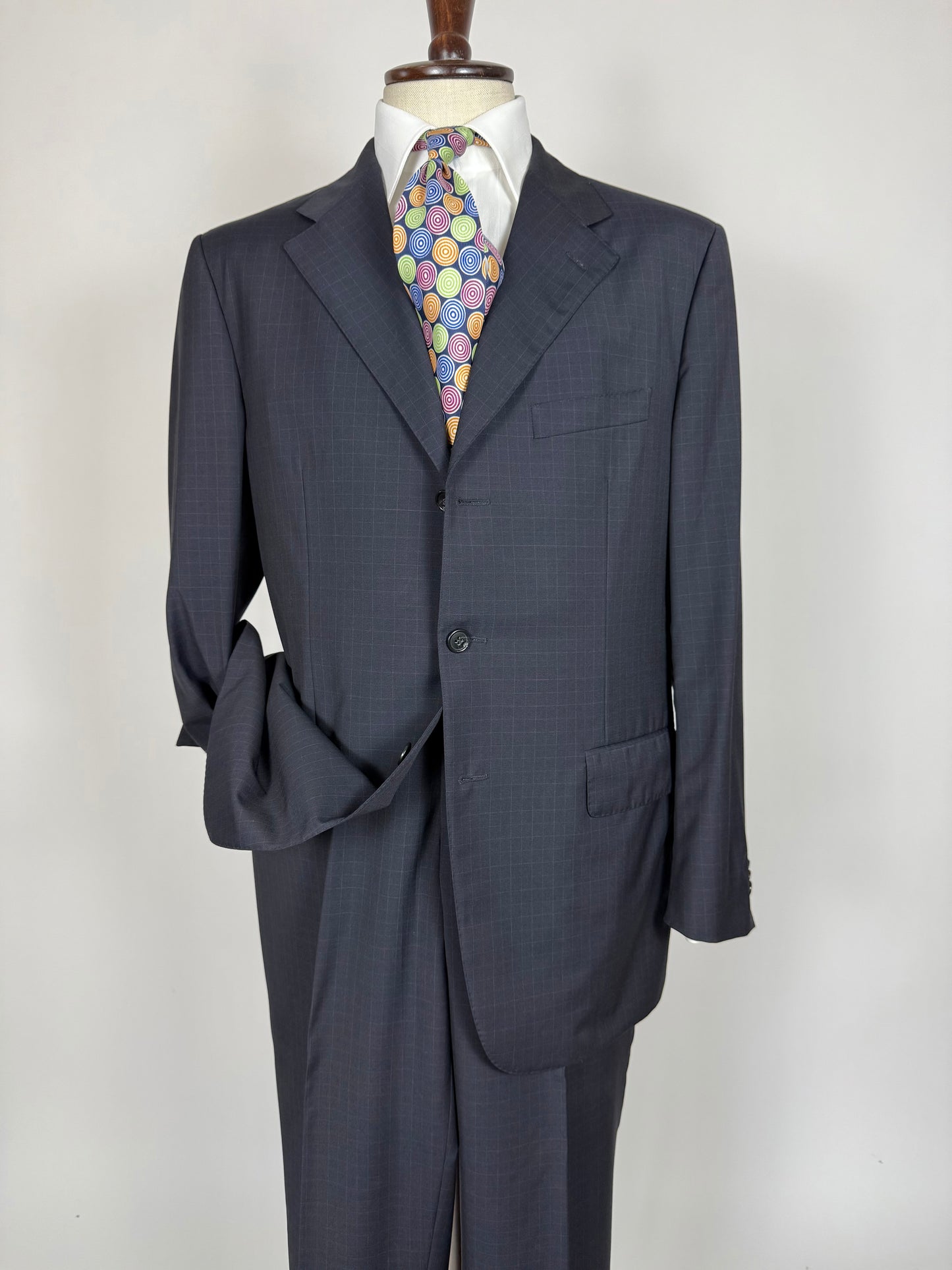 Completo Corneliani fresco lana blu a quadri - tg. 52/54