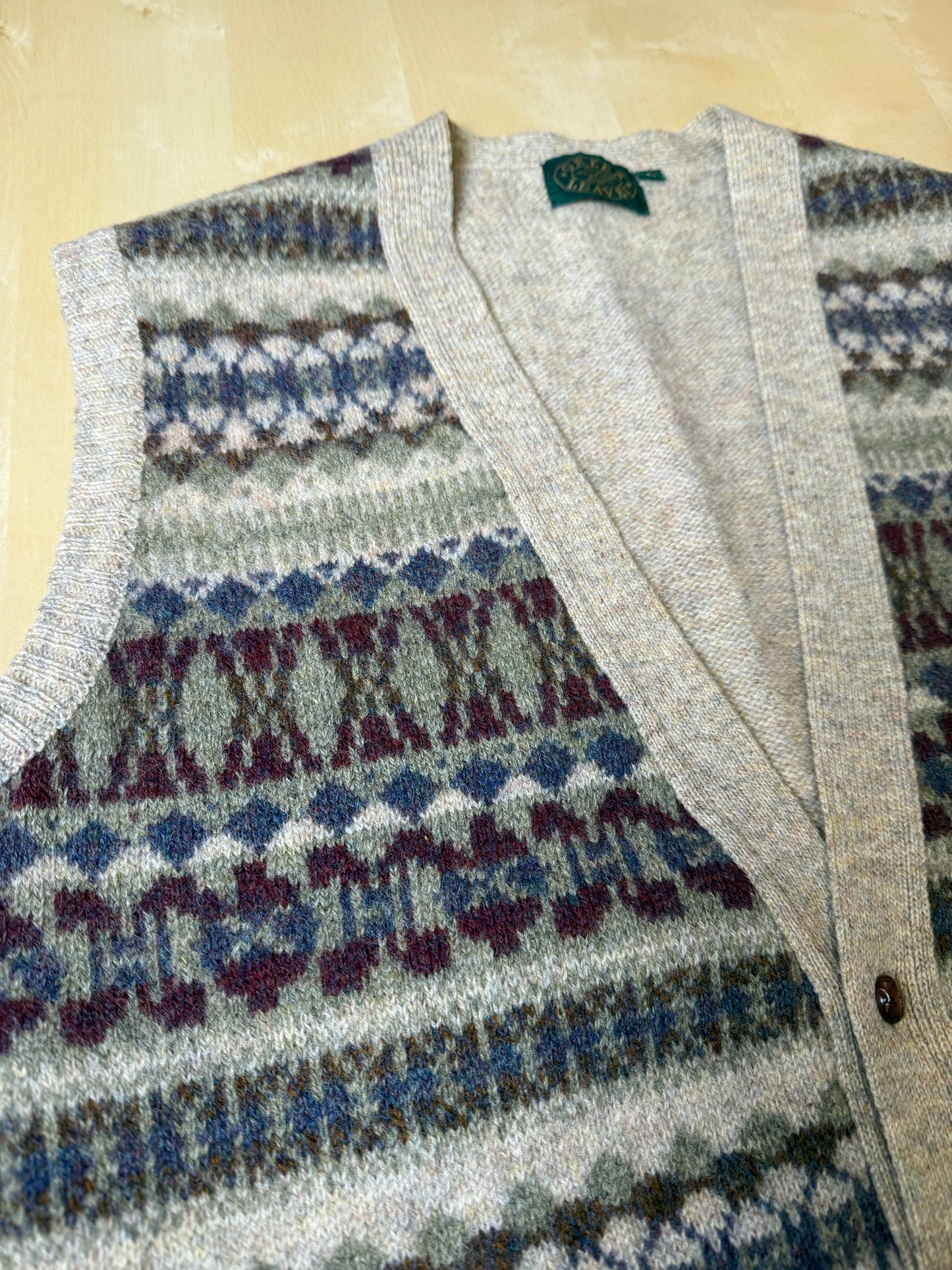 Gilet in pura lana anni ‘80 fantasia - L/XL