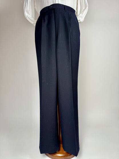 Pantaloni Ermenegildo Zegna anni ‘70/‘80 flanella pettinata blu - tg. 46/48