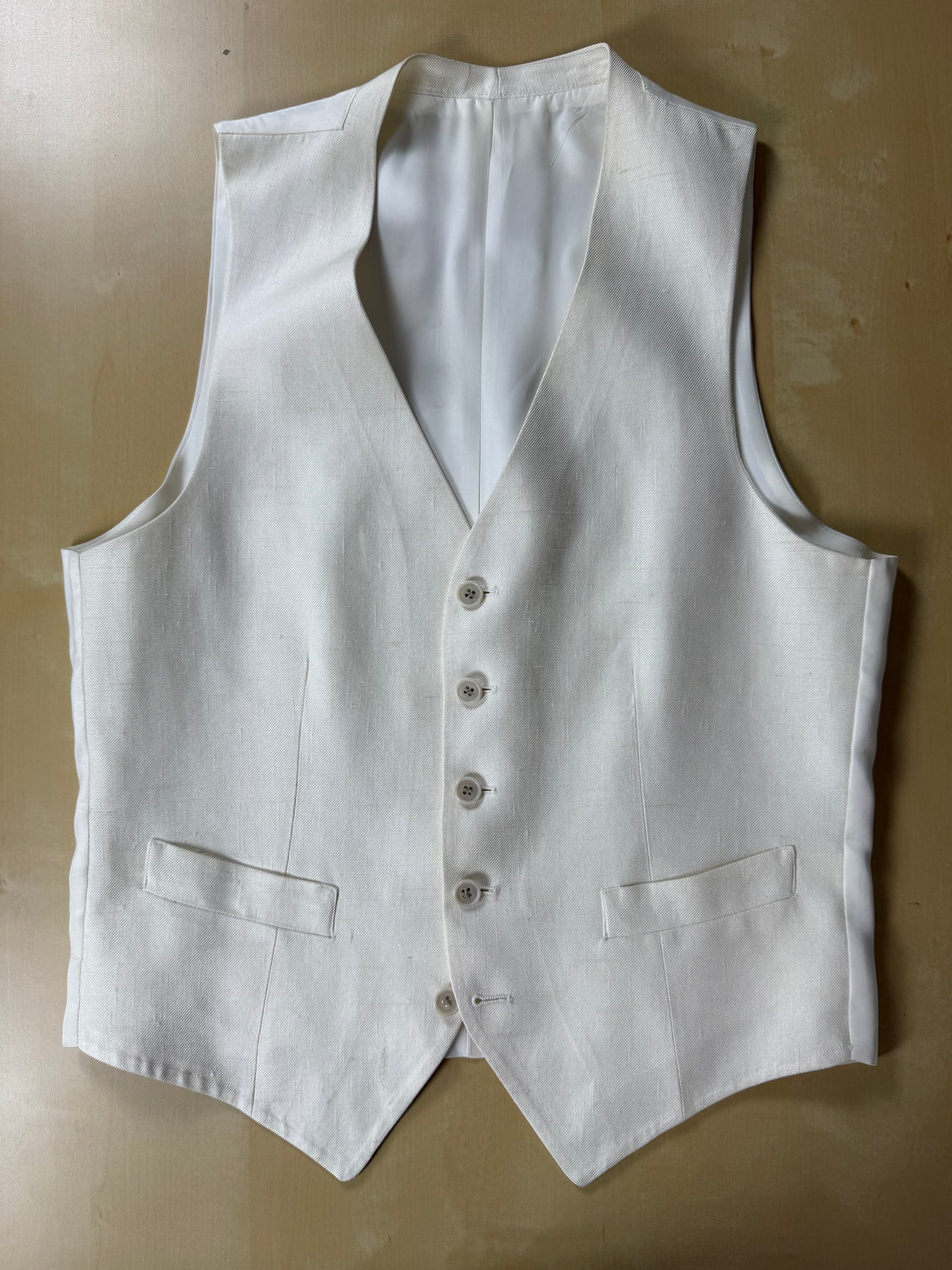 Completo 3 pezzi anni '70 seta shantung avorio - tg. 42/44