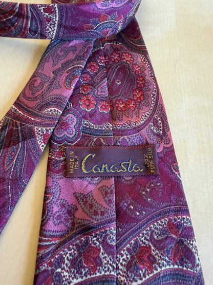 Cravatta Canasta paisley jacquard viola vinaccia