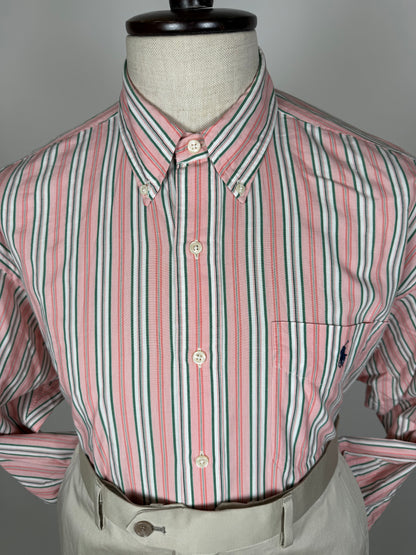 Camicia Ralph Lauren righe rosa verdi -  L collo 42