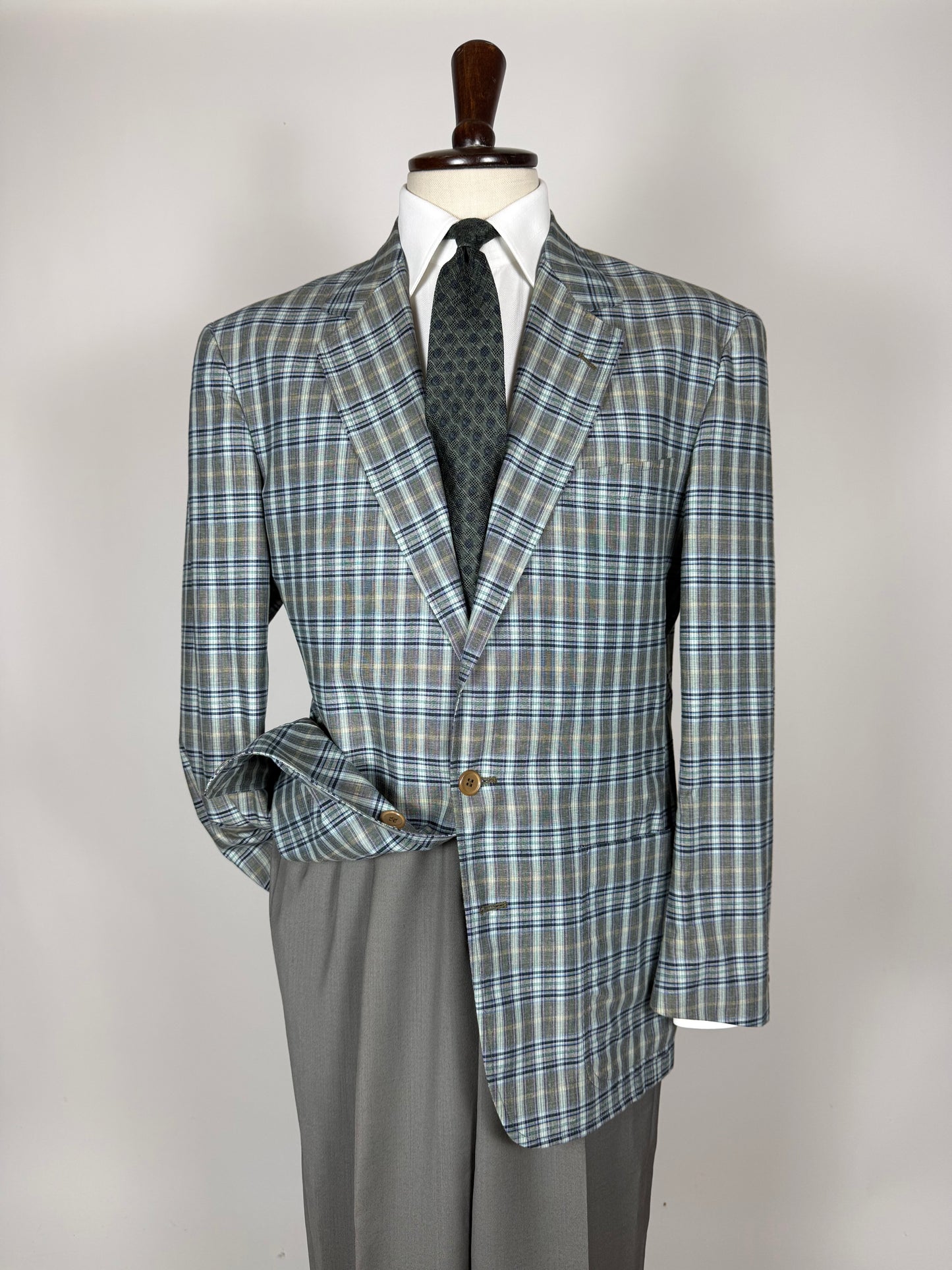 Giacca estiva Corneliani anni '80 in cotone a quadri - tg. 50