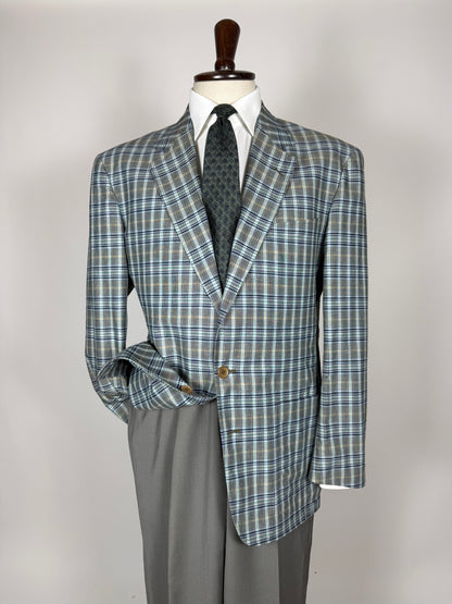 Giacca estiva Corneliani anni '80 in cotone a quadri - tg. 50