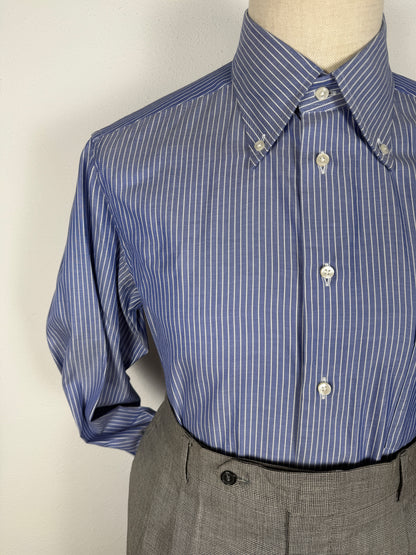 Camicia Ermenegildo Zegna Gritti blu riga in twill ritorto - L collo 42