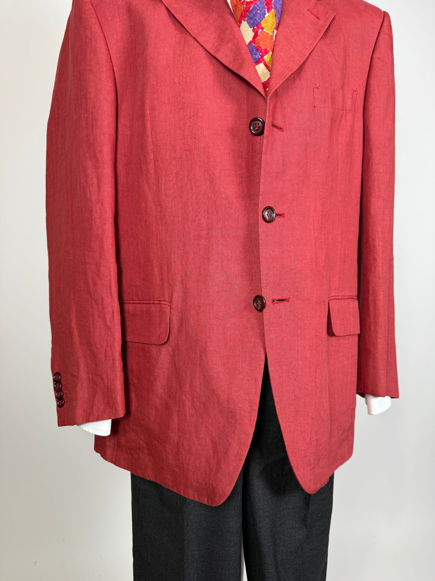 Giacca anni '90 100% lino rosso corallo - tg. 54
