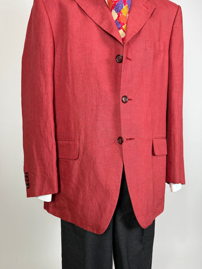 Giacca anni '90 100% lino rosso corallo - tg. 54
