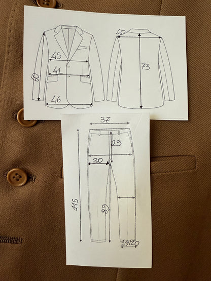 Completo 3 pezzi Marzotto anni ‘70/'80 color cammello (NOS) - tg. 42