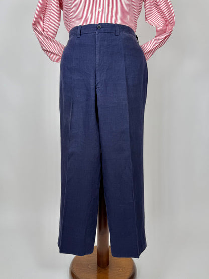 Completo sartoriale anni '70 in lino blu stile workwear - tg. 54