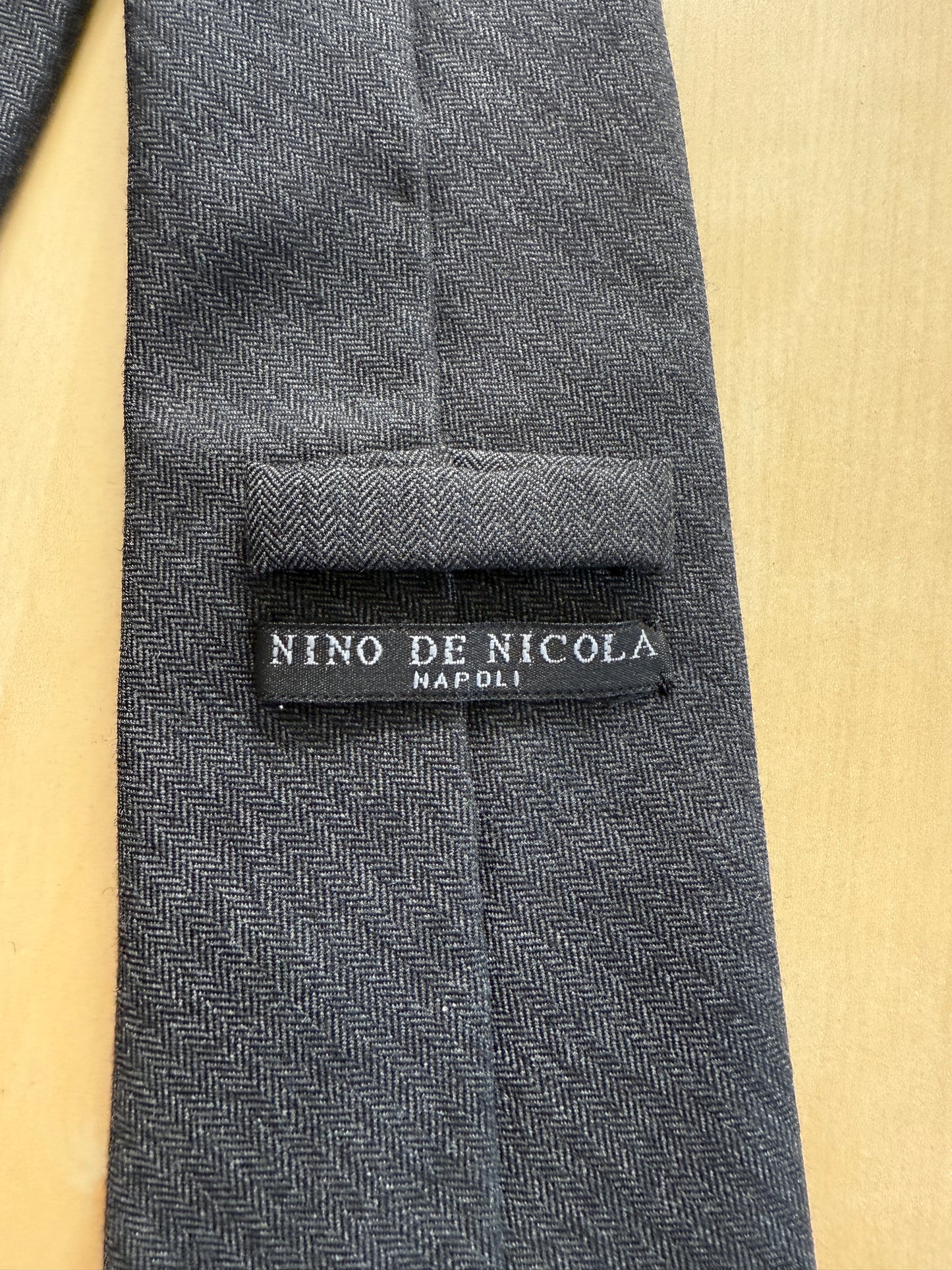 Cravatta napoletana in lana herringbone