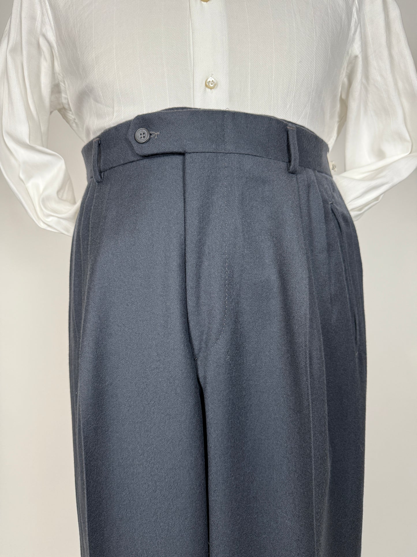 Pantaloni anni ‘80 flanella blu petrolio (NOS) - tg. 48