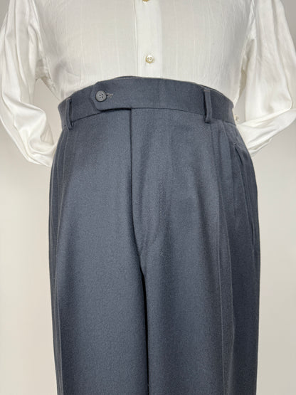 Pantaloni anni ‘80 flanella blu petrolio (NOS) - tg. 48