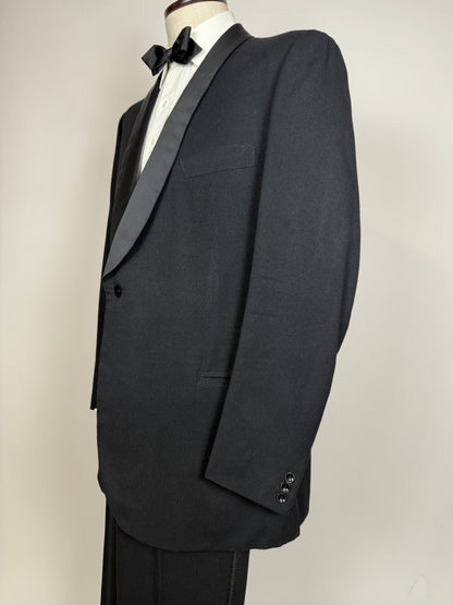 Smoking anni ‘60/‘70 monopetto revers a scialle - tg. 54/56 lunga