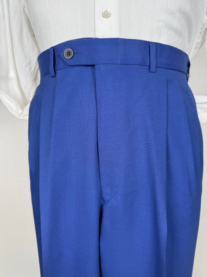 Pantaloni fresco lana blu china anni '80 (NOS) - tg. 50/52