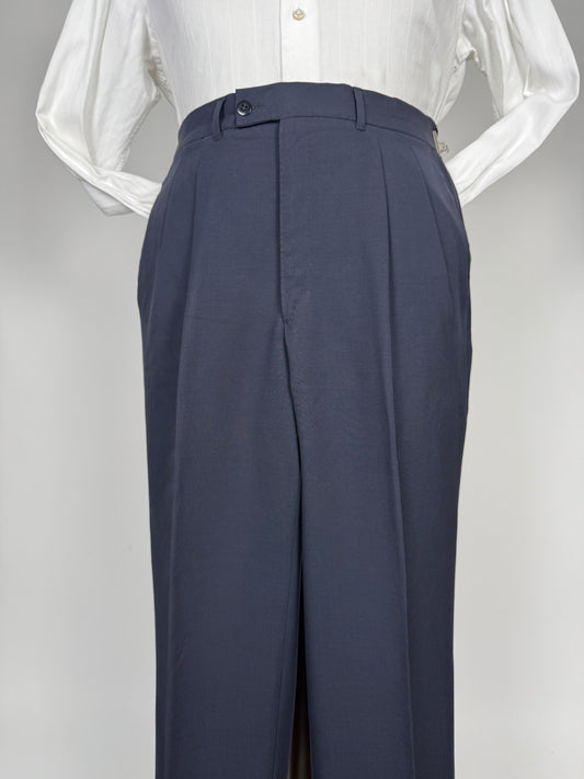 Pantaloni anni '70/'80 fresco lana blu - tg. 48