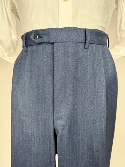 Completo sartoriale tessuto E. Zegna lana pettinata blu - tg. 54/56 drop basso