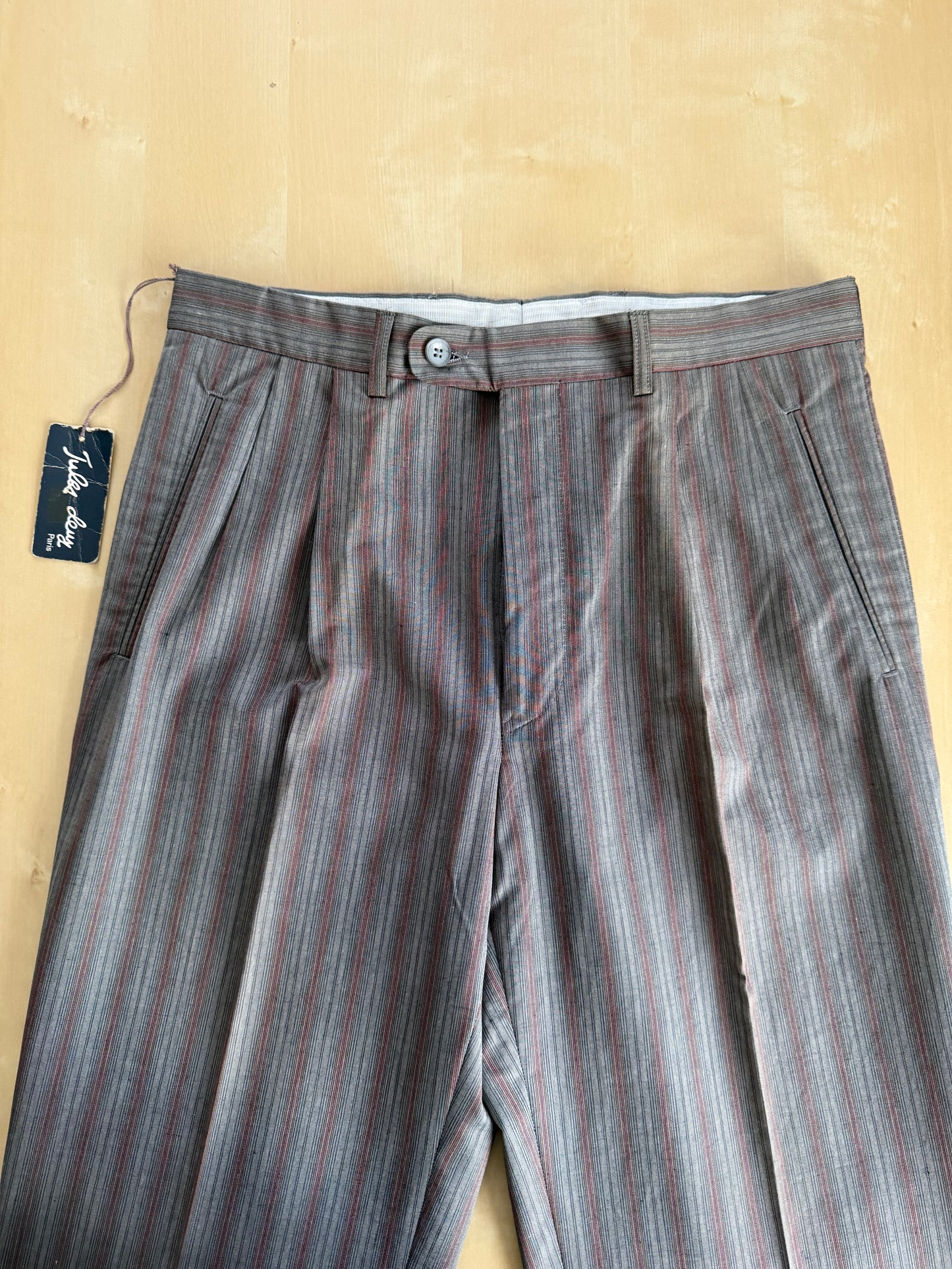 Pantaloni in cotone grigio a righe anni ‘80 (NOS) - tg. 46