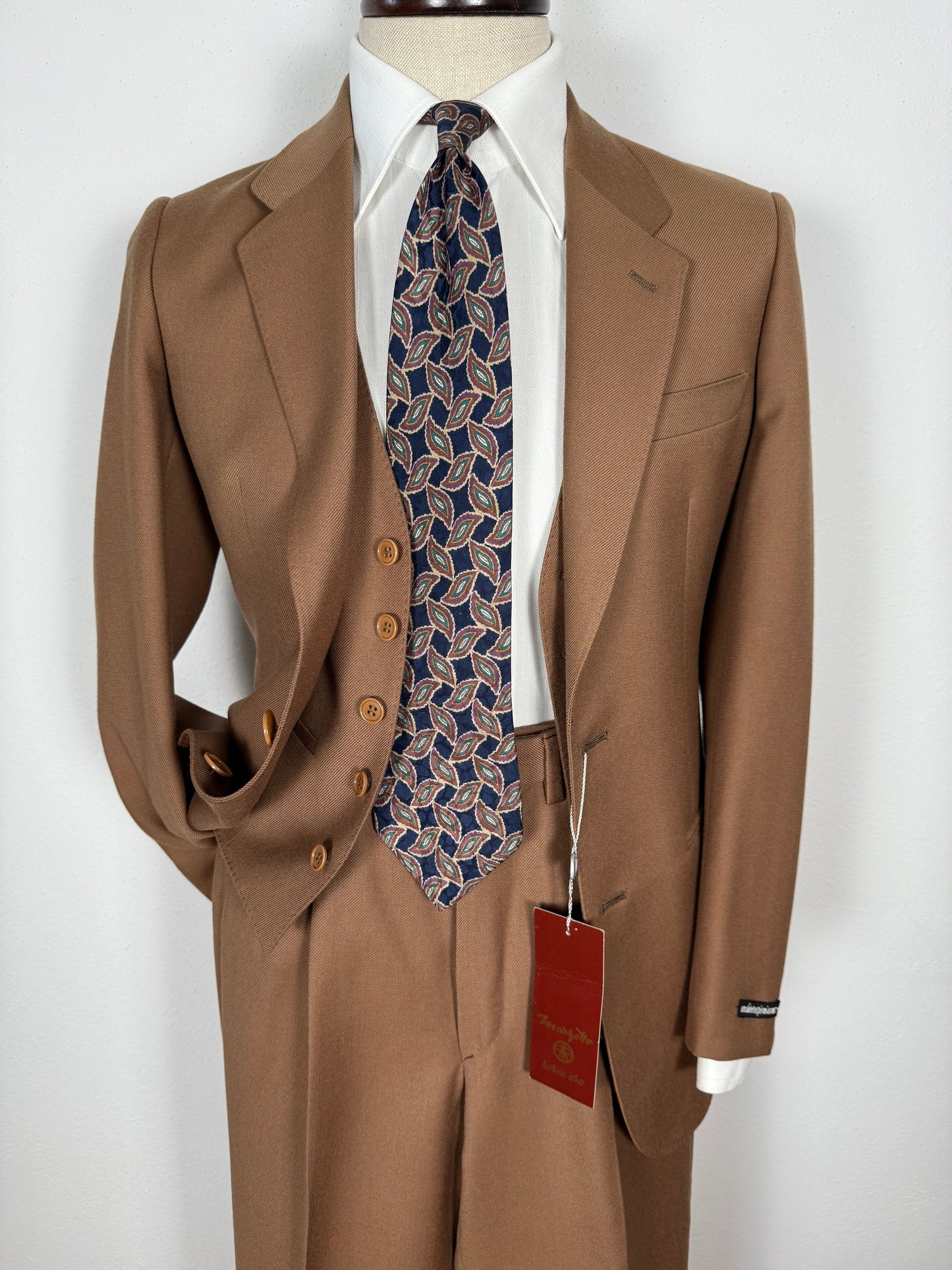 Completo 3 pezzi Marzotto anni ‘70/'80 color cammello (NOS) - tg. 42