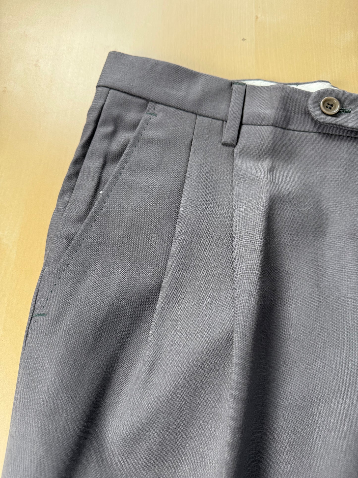 Pantaloni fresco lana grigio-verde petrolio anni ‘80 (NOS) - tg. 50