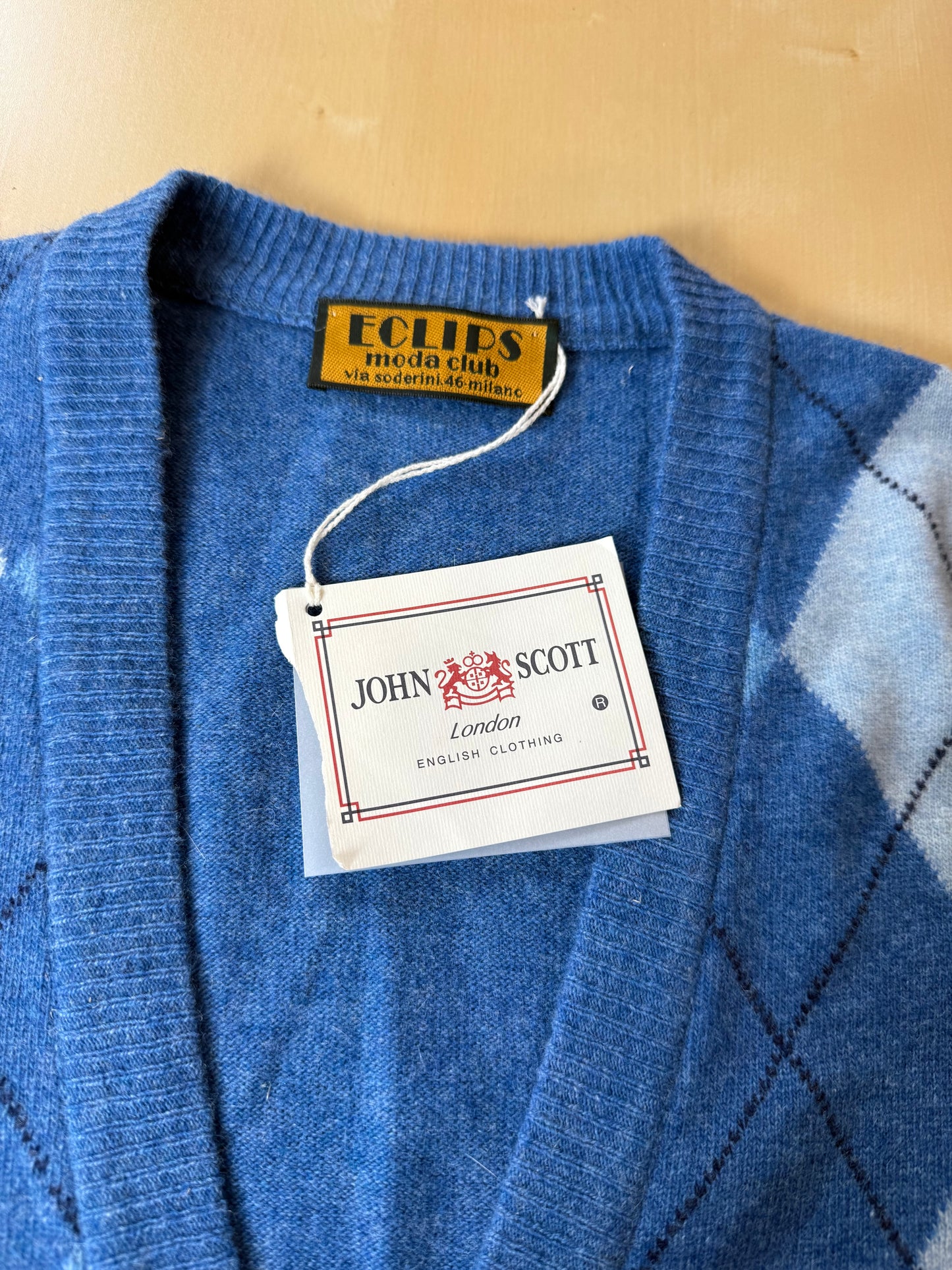 Gilet a losanghe in pura lana (nuovo) - XL