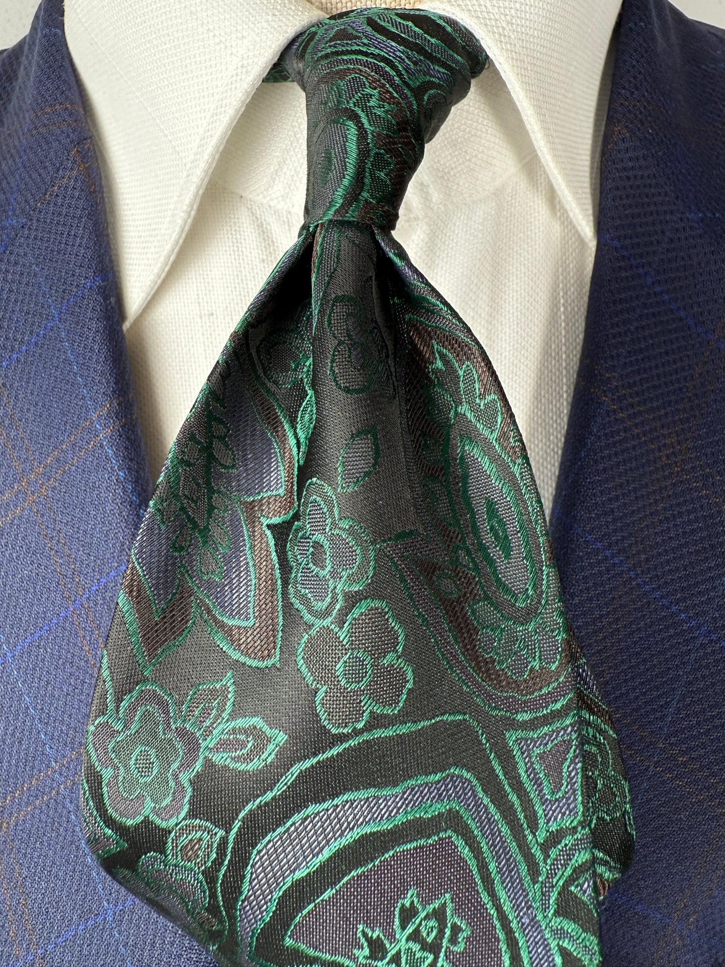 Cravatta verde floreale jacquard